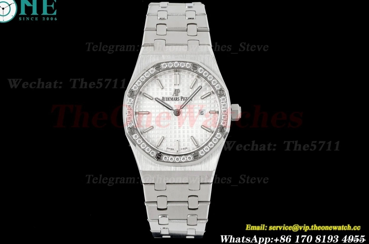 white Quartz Royal 8F Dial Ladies Swiss SS 33mm Oak SS 0218